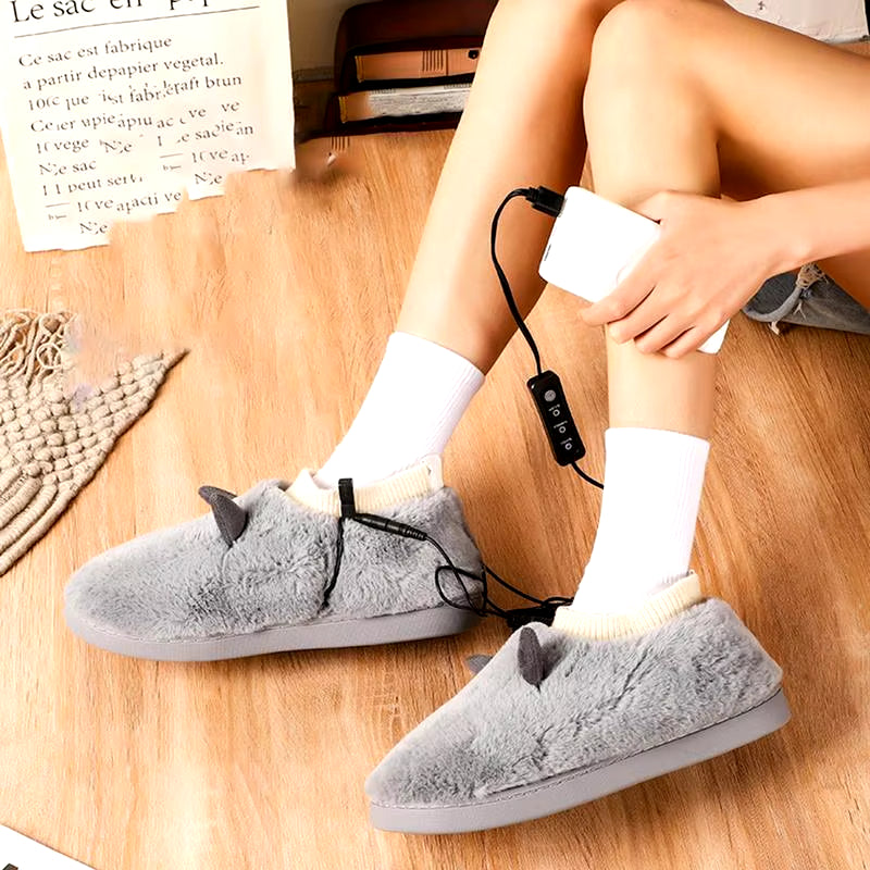 Electric Heating Shoes Plush Electric Heated Foot Warmer Electric Foot Warmer for Microwavable Slippers Heated Shoes and Boots