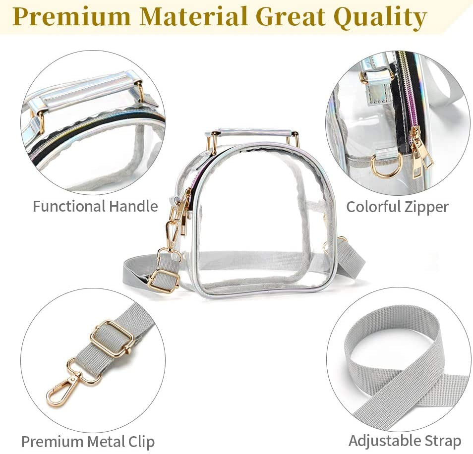 Clear Purse for Women, Clear Bag Stadium Approved, See through Clear Handbag